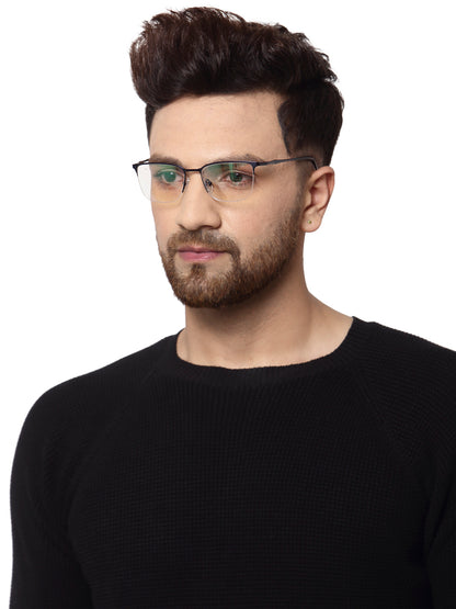 Dark Blue Wayfarer Half Rim Metal Frame for Unisex