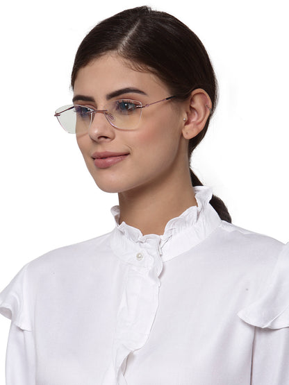 YourSpex Purple Pink Rimless Cat Eye Glasses for Female