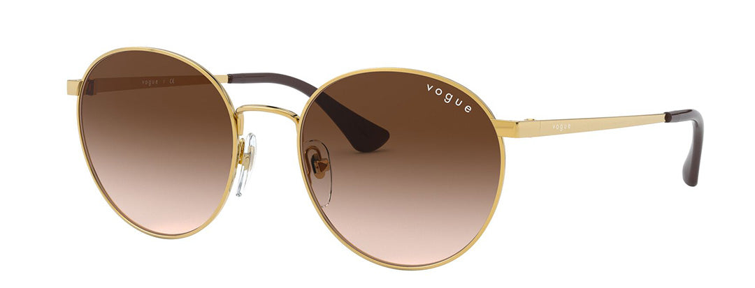 Vogue Eyewear Sun Round Gold Frame Brown Lens Gradient