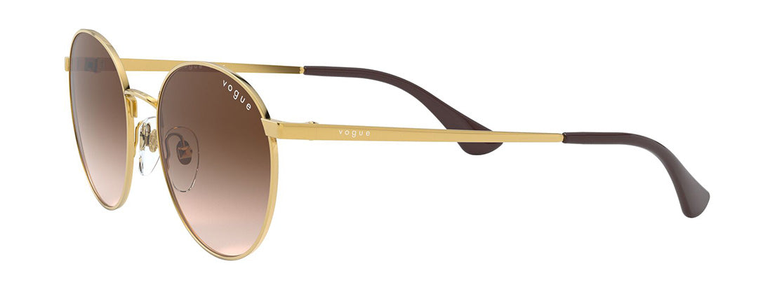 Vogue Eyewear Sun Round Gold Frame Brown Lens Gradient