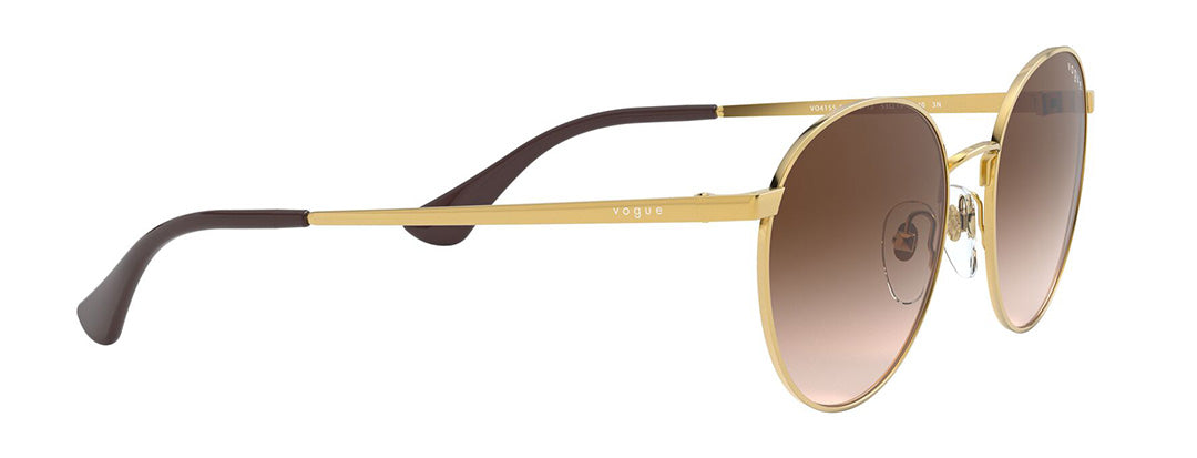 Vogue Eyewear Sun Round Gold Frame Brown Lens Gradient