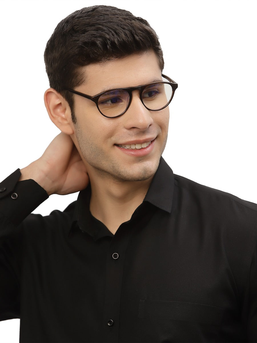 Brown Black MOD Aviator Style Acetate Eyeglasses Frames for Men