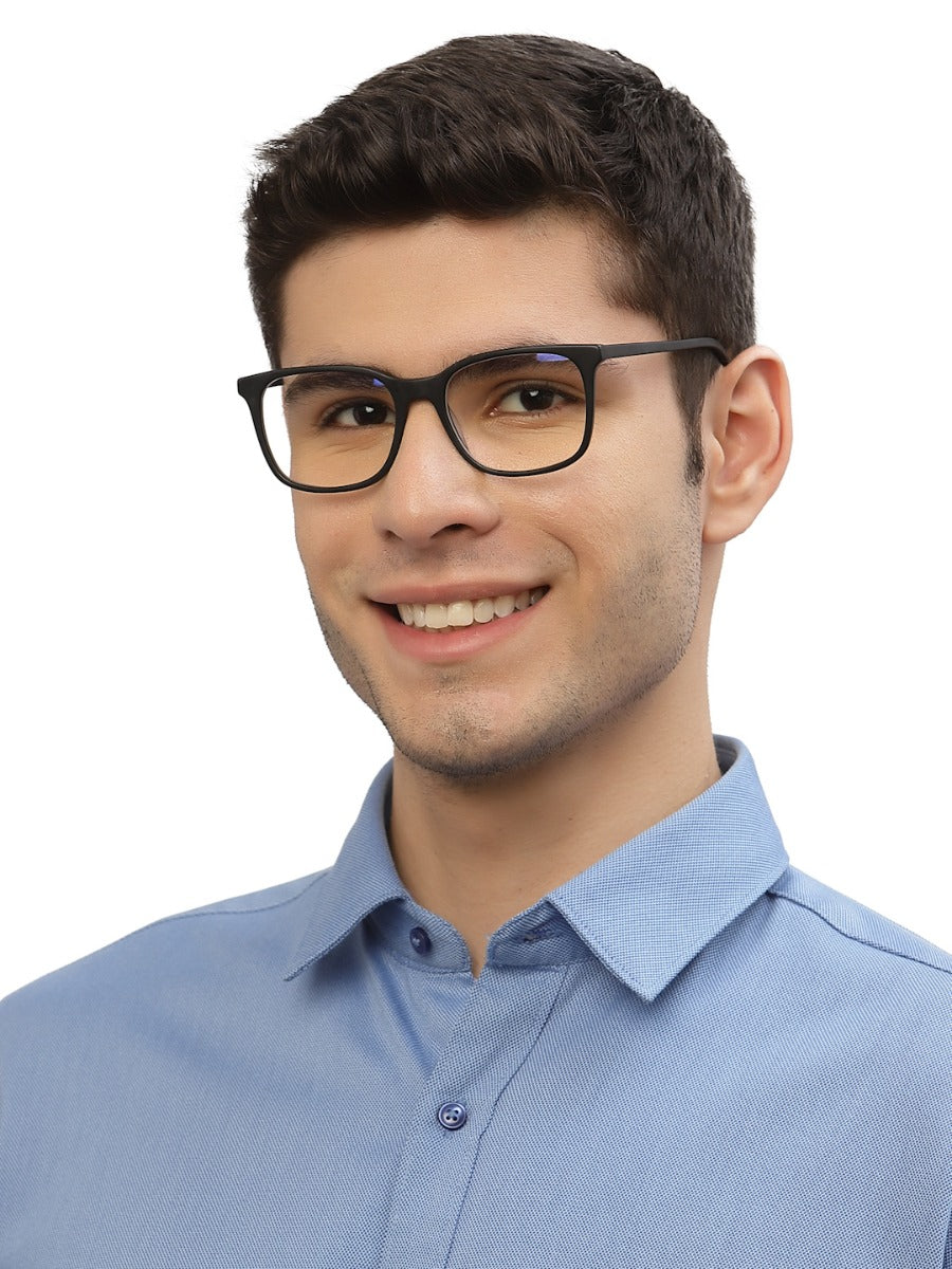 Black Squared Shape Acetate Eyeglasses Frames for Men