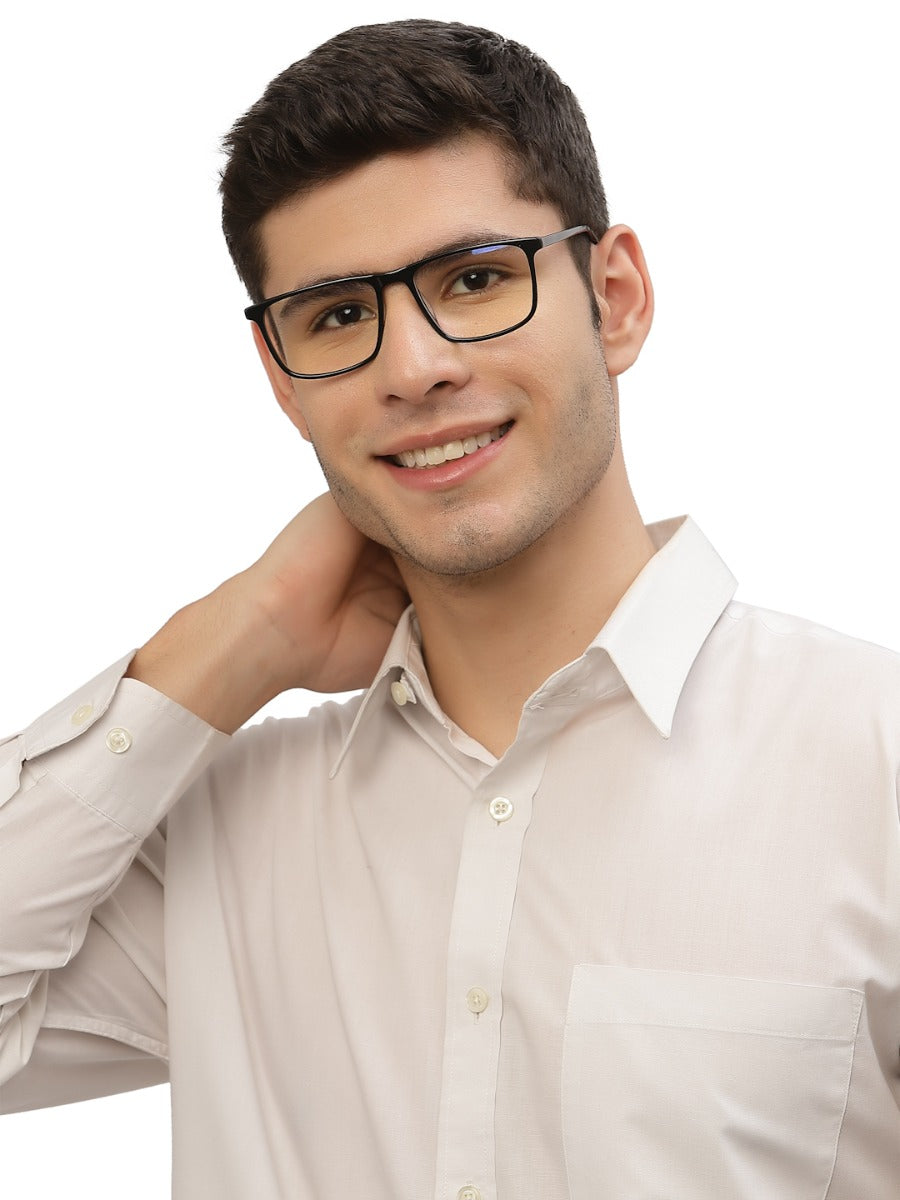 Black Square Shaped Acetate Eyeglasses Frames for Men