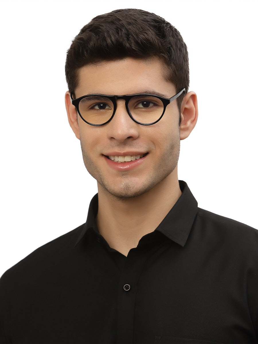 Black MOD Aviator Style Acetate Eyeglasses Frames for Men