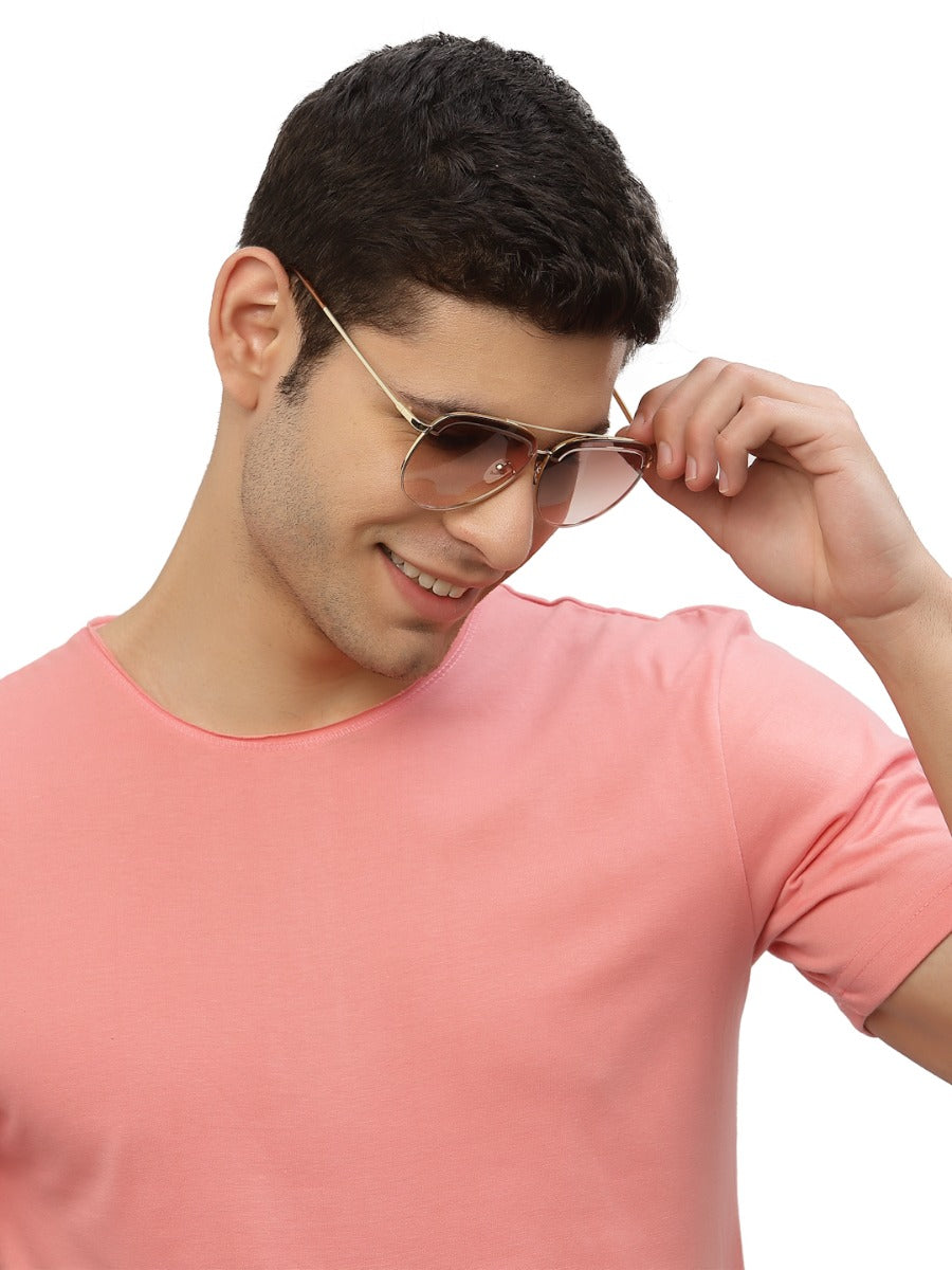 Light Brown Shade Aviator Style UV Sunglasses