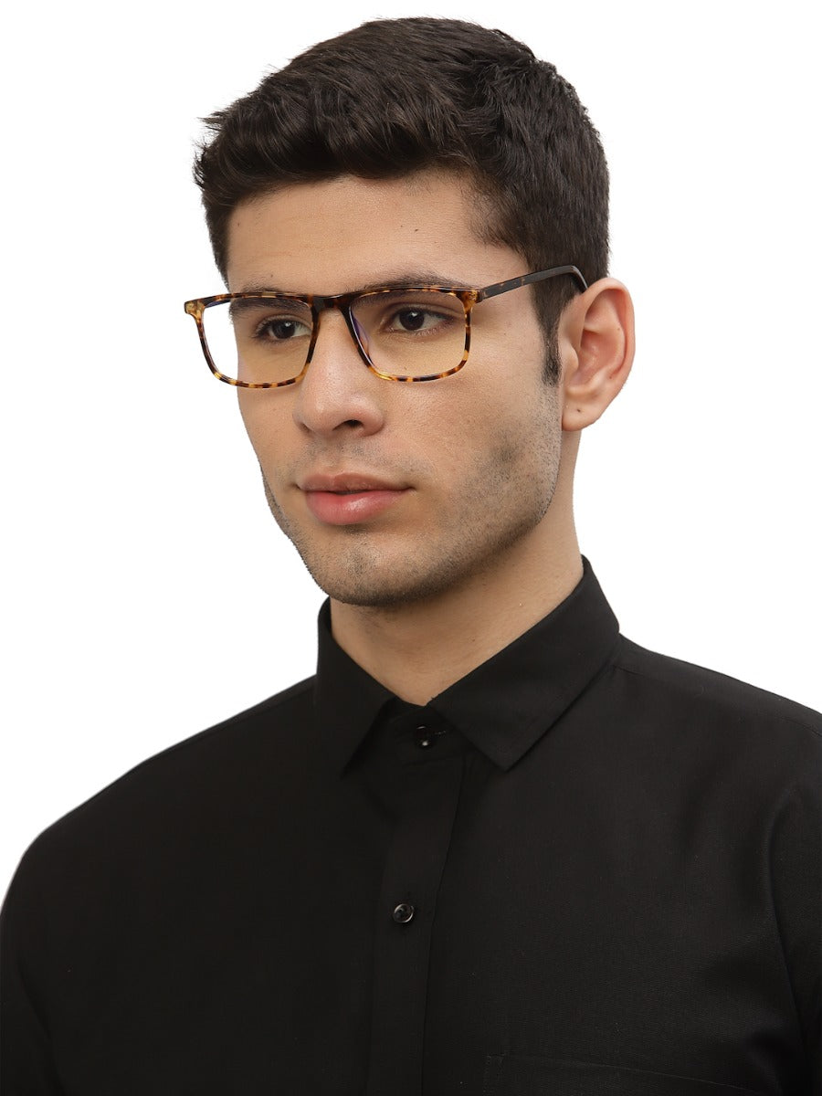 Brown Tortoise Square Shaped Acetate Eyeglasses Frames for Men