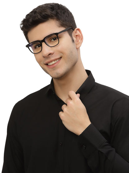 Black Wayfarer Style Acetate Eyeglass Frame for Men