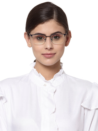 Dark Blue Wayfarer Half Rim Metal Frame for Unisex