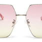 Gradient Pink Large Square UV Protection Sunglass for Women