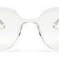 Computer Specs Zero Power in White Transparent Full Rim with Square Shape Acetate Frame for Women