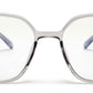 Computer Specs Zero Power in Grey Transparent Full Rim with Square Shape Acetate Frame for Women