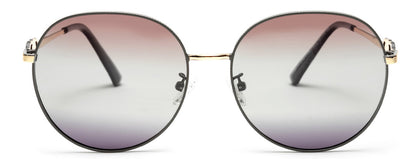 Gradient Brown Round UV Protection Sunglass for Women