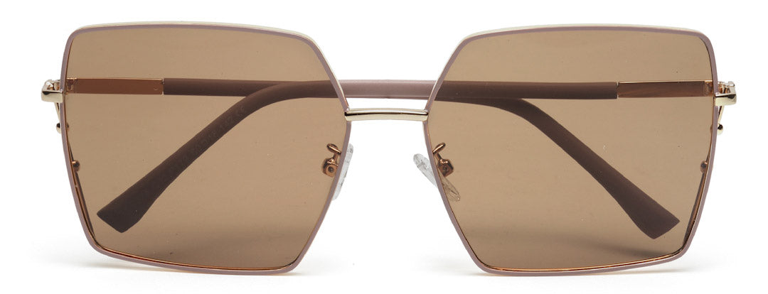 Light Brown Large Square UV Protection Sunglass for Women