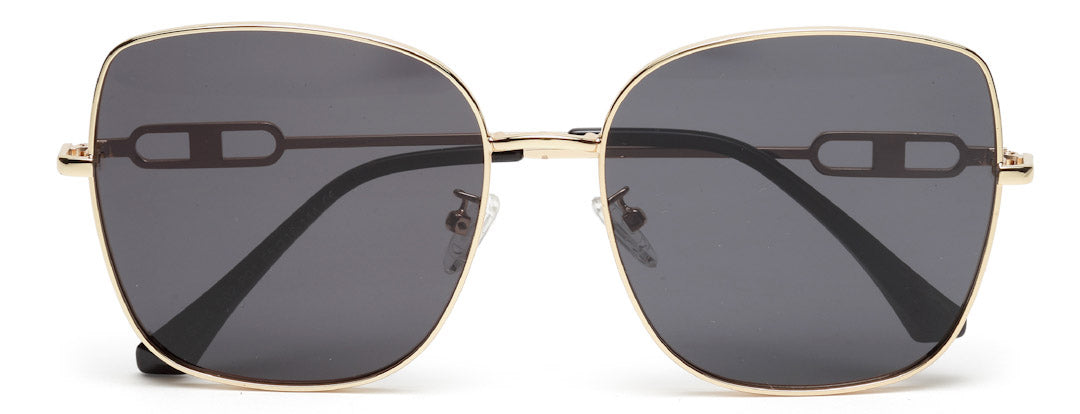 Gold Black Large Square UV Protection Sunglass for Women