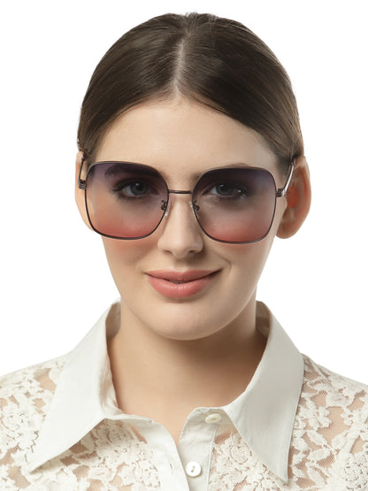 Gradient Blue Pink Large Square UV Protection Sunglass for Women
