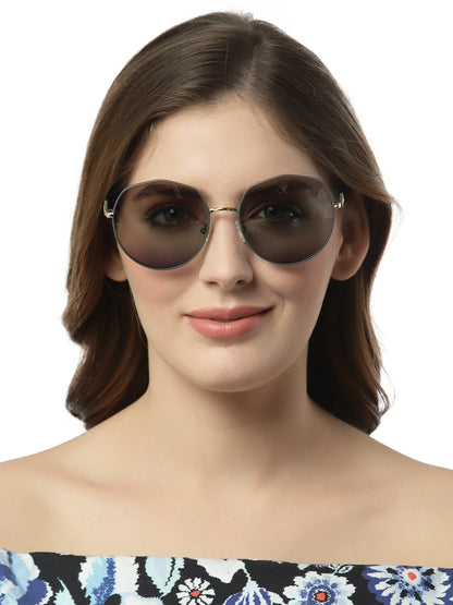 Gradient Brown Round UV Protection Sunglass for Women