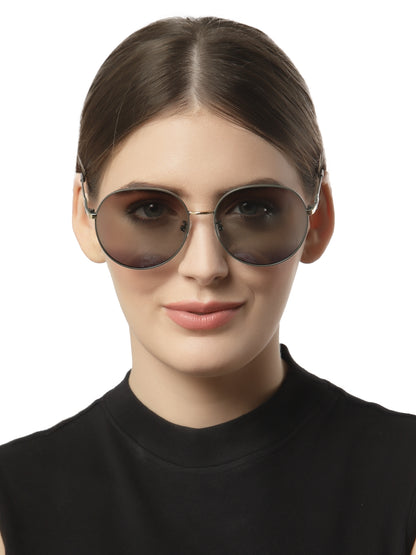 Gradient Brown Round UV Protection Sunglass for Women