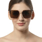 Light Brown Large Square UV Protection Sunglass for Women