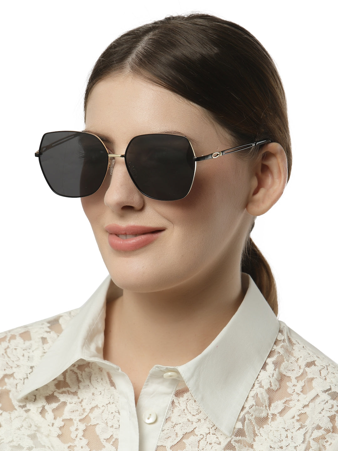 Black Large Round UV Protection Sunglass for Women