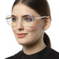 Computer Specs Zero Power in White Transparent Full Rim with Square Shape Acetate Frame for Women