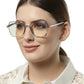 Computer Specs Zero Power in Grey Transparent Full Rim with Square Shape Acetate Frame for Women