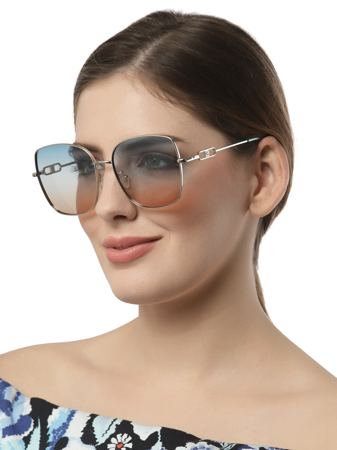 Gradient Blue Large Square UV  Protection Sunglass for Women