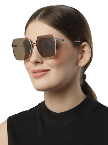 Brown Large Square UV Protection Sunglass for Women