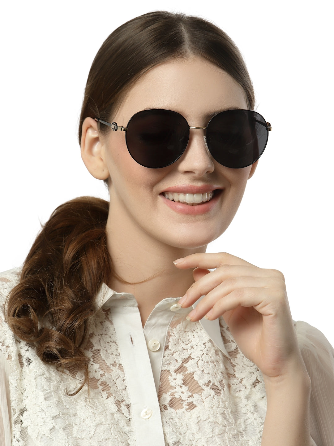 Black Round Shape UV 400 Protection Sunglass for Women