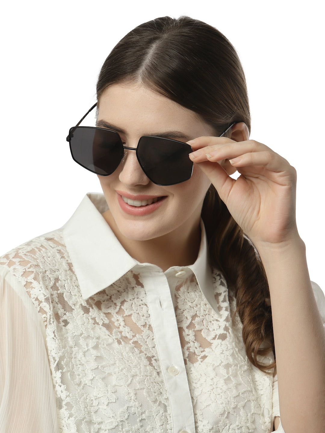 Black Irregular Shaped UV Protection Sunglass for Men & Women