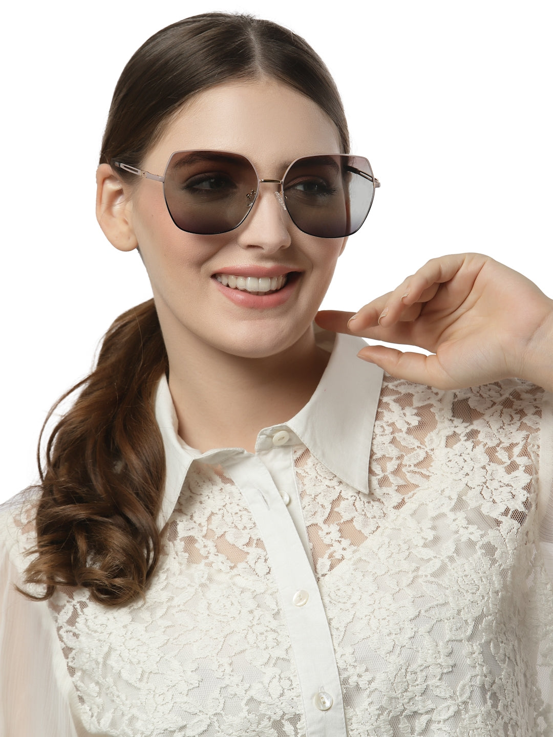 Gradient Light Brown Large Square UV Protection Sunglass for Men & Women