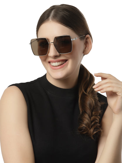 Brown Large Square UV Protection Sunglass for Women