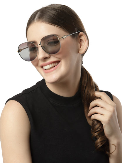 Gradient Brown Round UV Protection Sunglass for Women