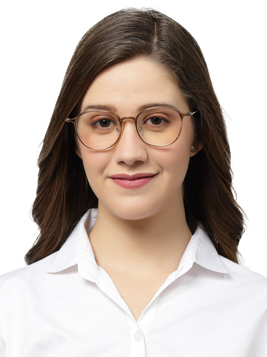 Round Shaped Transparent Brown Shades Glasses