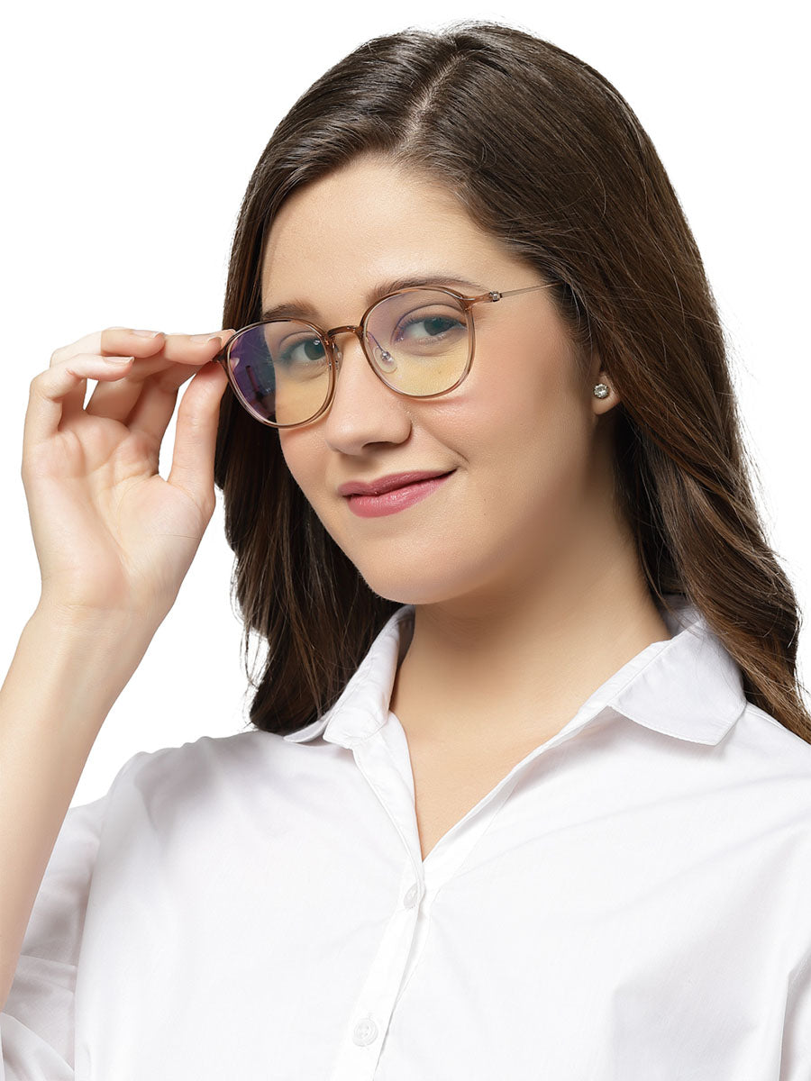 Round Shaped Transparent Brown Shades Glasses