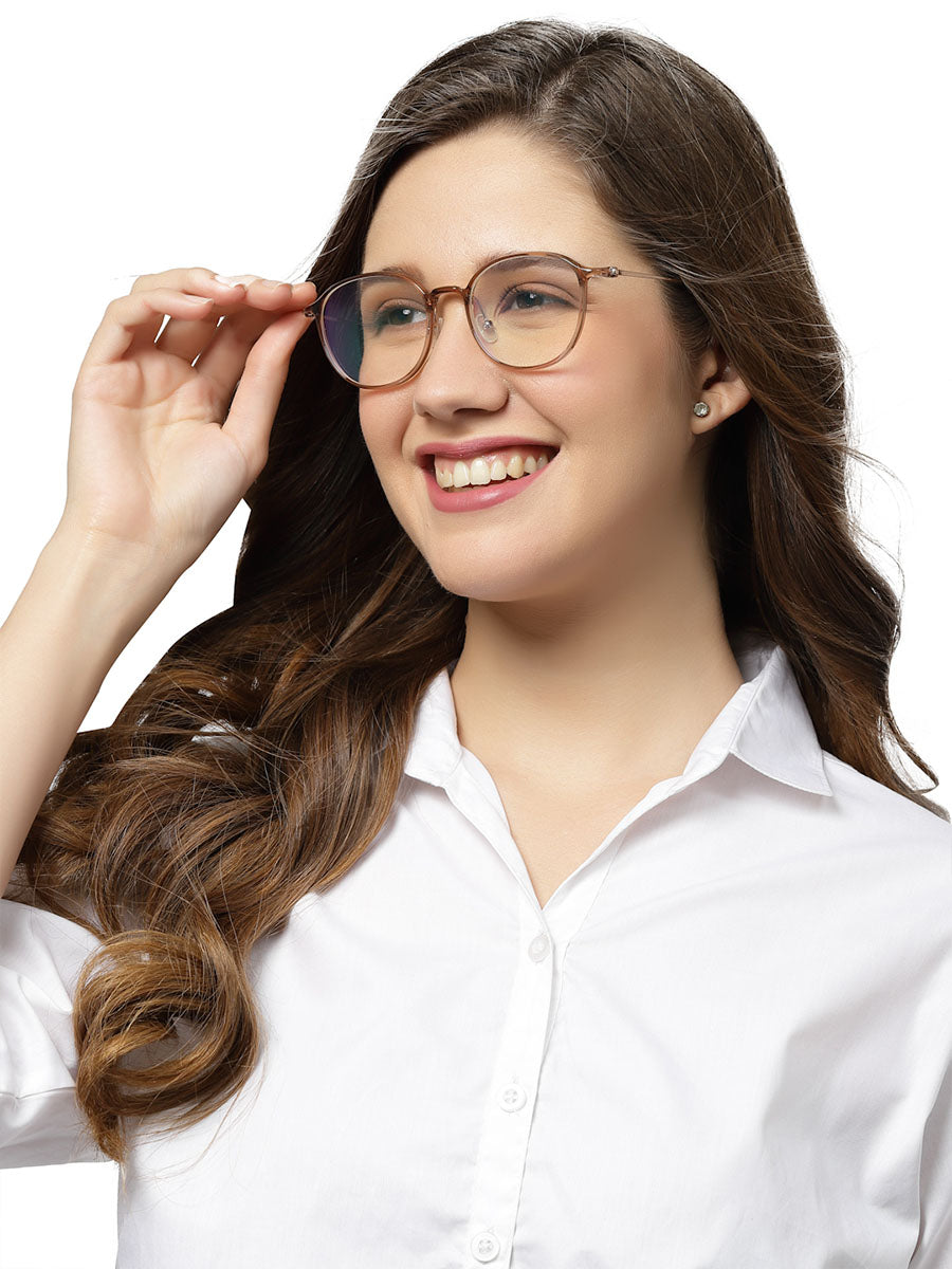 Round Shaped Transparent Brown Shades Glasses