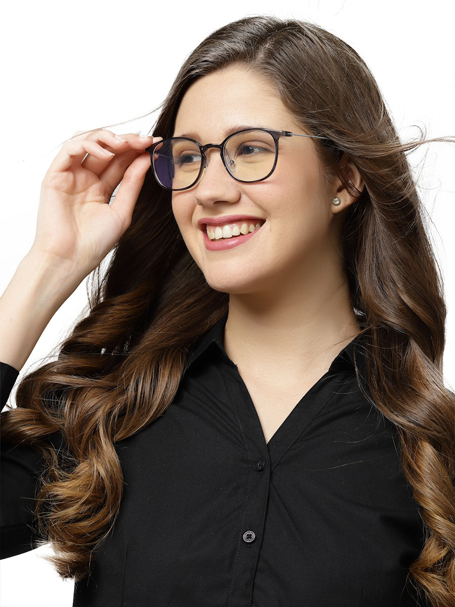 Grey Glasses Frames Ladies Round Chasma