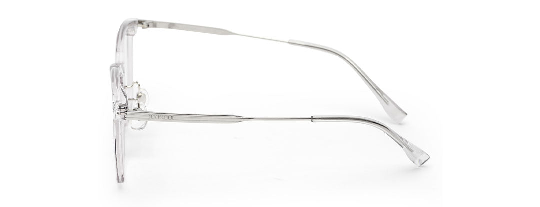 Titanium Transparent Silver Square Eyeglasses