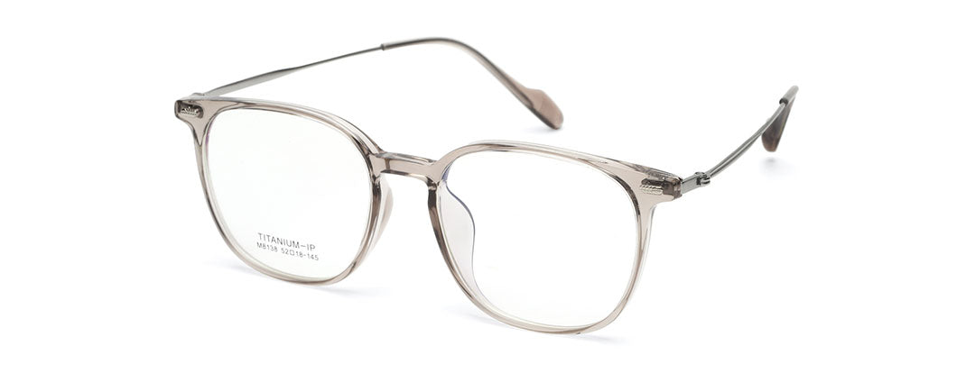 Trendy Titanium Transparent Mens Clear Frame Glasses with Silver Temple