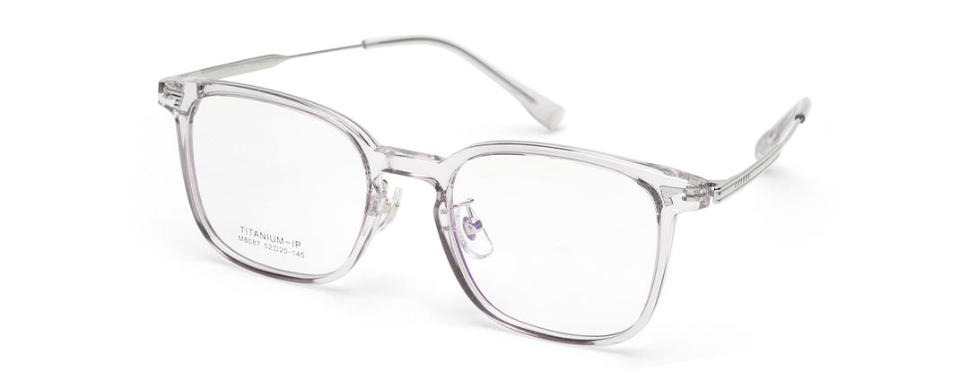 Titanium Transparent Silver Square Eyeglasses