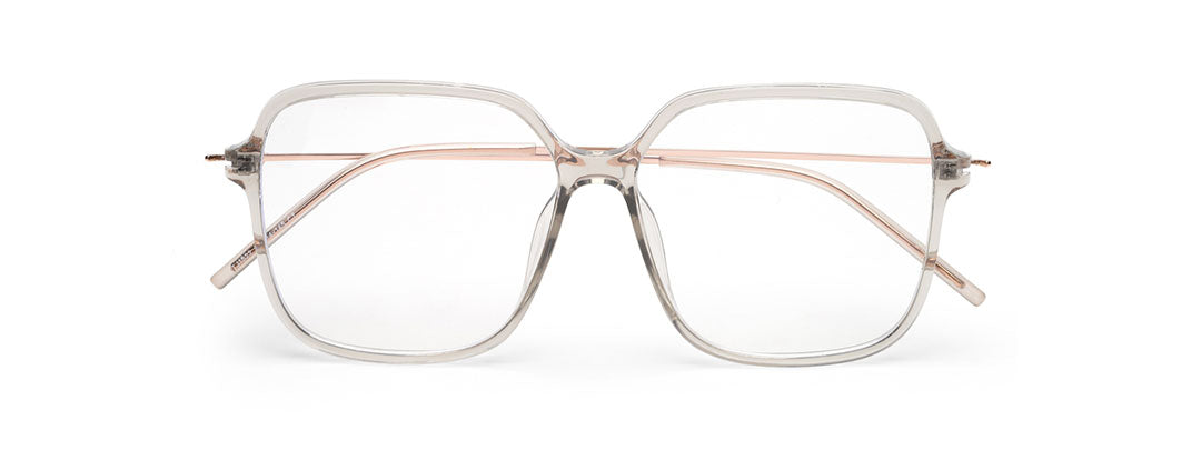 Large Square Transparent Glasses Mens with Rose Gold Temple