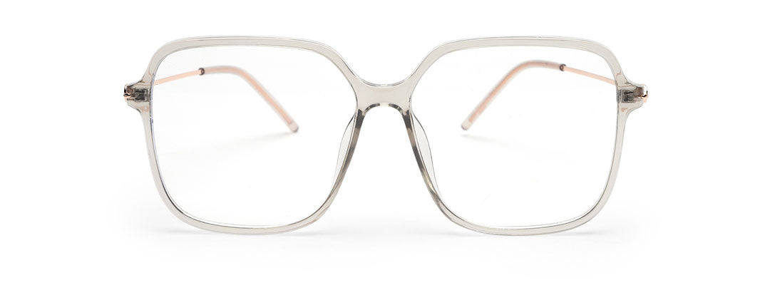 Large Square Transparent Glasses Mens with Rose Gold Temple