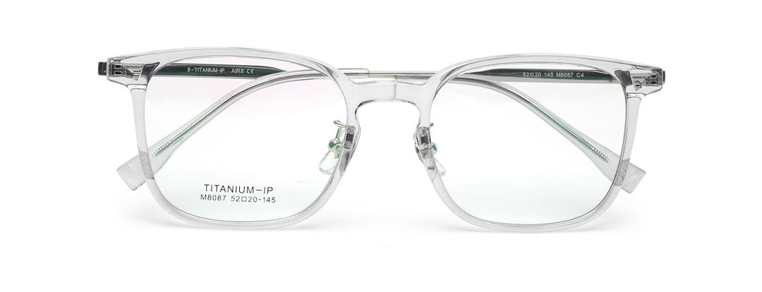 Titanium Transparent Silver Square Eyeglasses