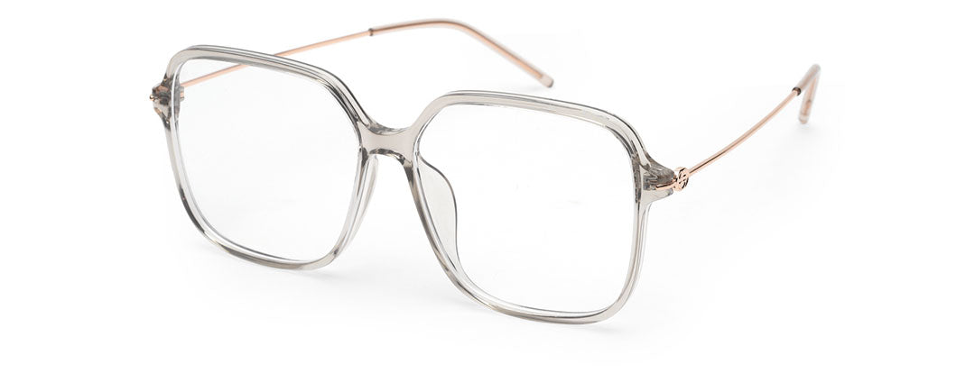 Large Square Transparent Glasses Mens with Rose Gold Temple