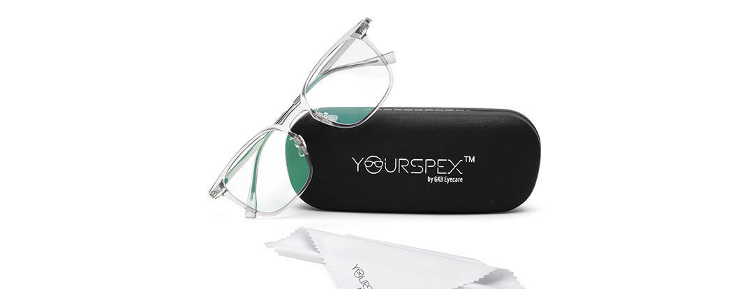 Titanium Transparent Silver Square Eyeglasses