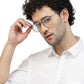 Trendy Titanium Transparent Mens Clear Frame Glasses with Silver Temple