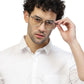 Trendy Titanium Transparent Mens Clear Frame Glasses with Silver Temple