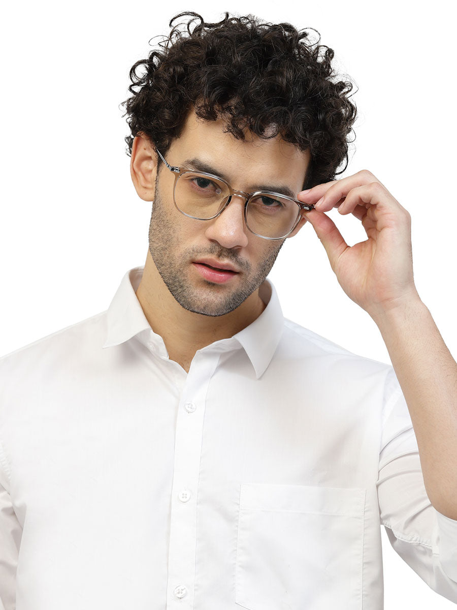 Trendy Titanium Transparent Mens Clear Frame Glasses with Silver Temple