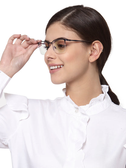 Dark Blue Wayfarer Half Rim Metal Frame for Unisex