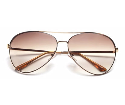 Golden Aviator Full Rim Metal Frame with Gradient Brown UV Sun Lens